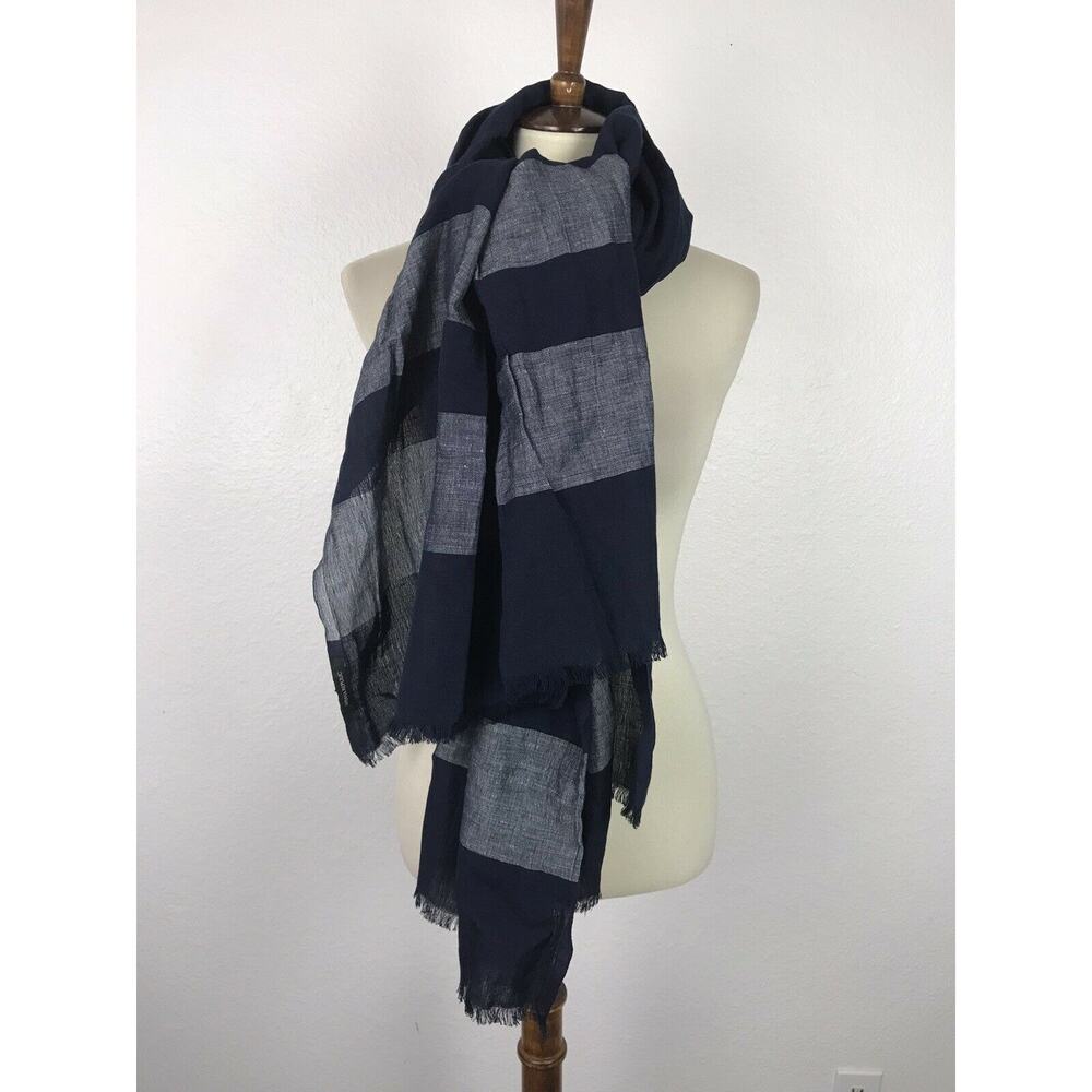 Banana‎ Republic Scarf Women Sz OS Rectangle Striped Fringe Trim 38x74